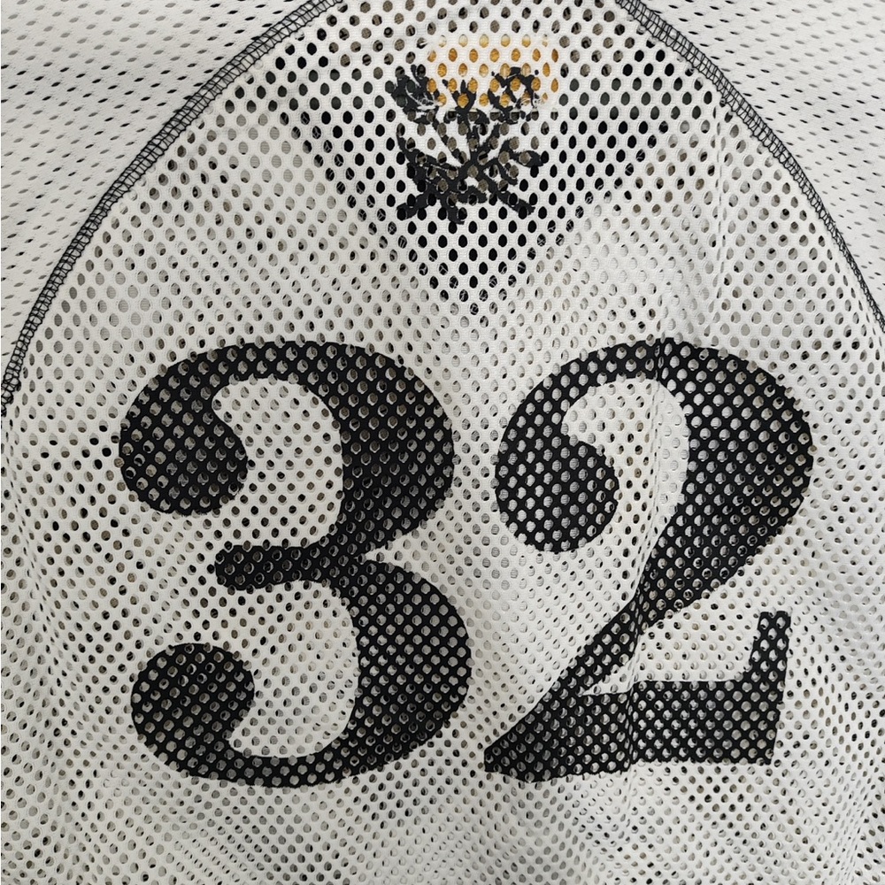 Aime Leon Dore White Mesh Jersey with Black Trim and Number 32 - Picture 10 of 12